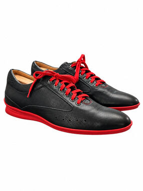 John Lobb Aston Martin Mens Shoes Size UK 8 US 9 Winner Sport Black Red Leather